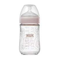 NUK240ml“自然母感”宽口玻璃奶瓶(6-18个月M号硅胶奶嘴)绿色