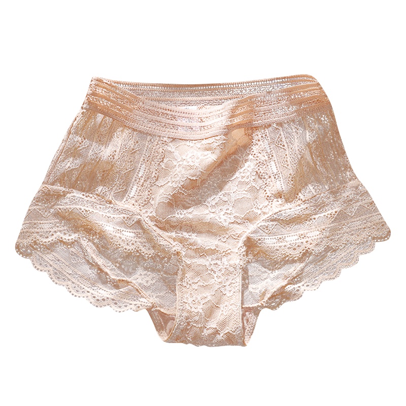浪莎内裤女纯棉裆蕾丝高腰收腹提臀透气女士三角裤3条
