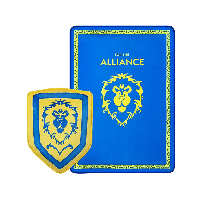 网易严选魔兽世界阵营盾牌抱枕盖毯办公居家多用毛毯部落联盟动漫联名抱枕