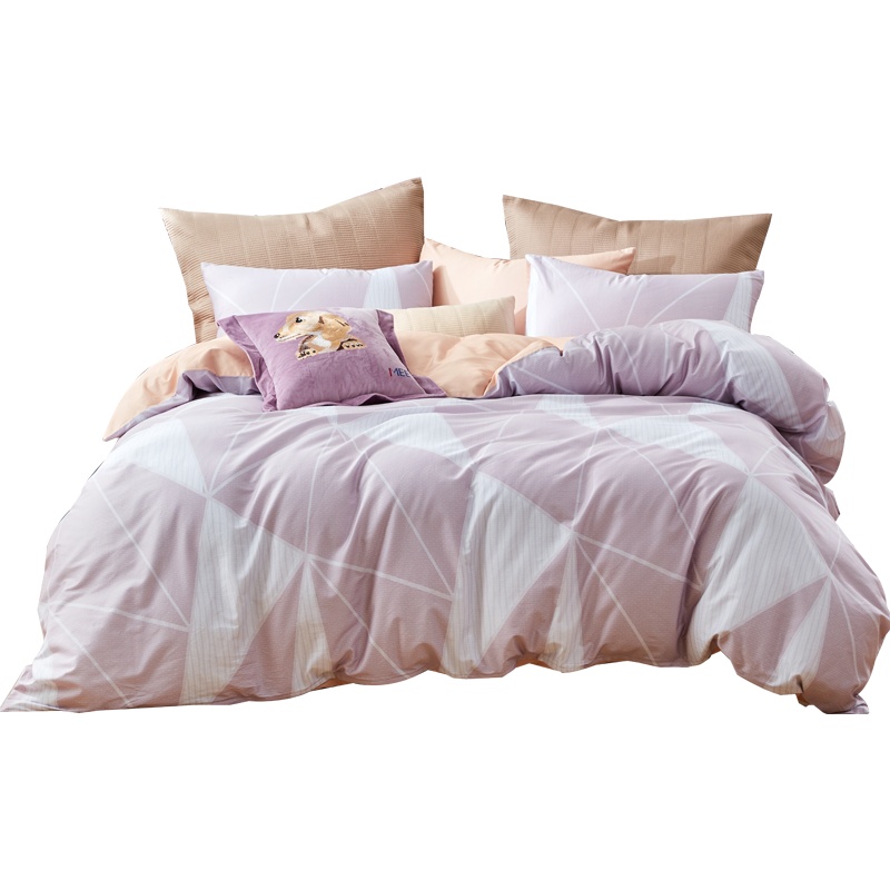 梦洁(MENDALE) 全棉纯棉被套床单套件英伦风条格床上四件套