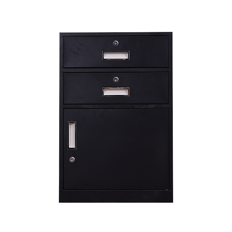星岛办公桌下文件柜铁皮柜矮柜办公室落地工具抽屉储物桌边带锁小柜子二斗一门常规黑色
