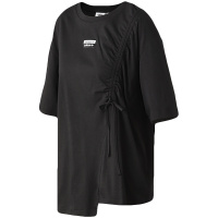 阿迪达斯三叶草女服短袖T恤双LOGO不规则运动休闲服GJ6579...