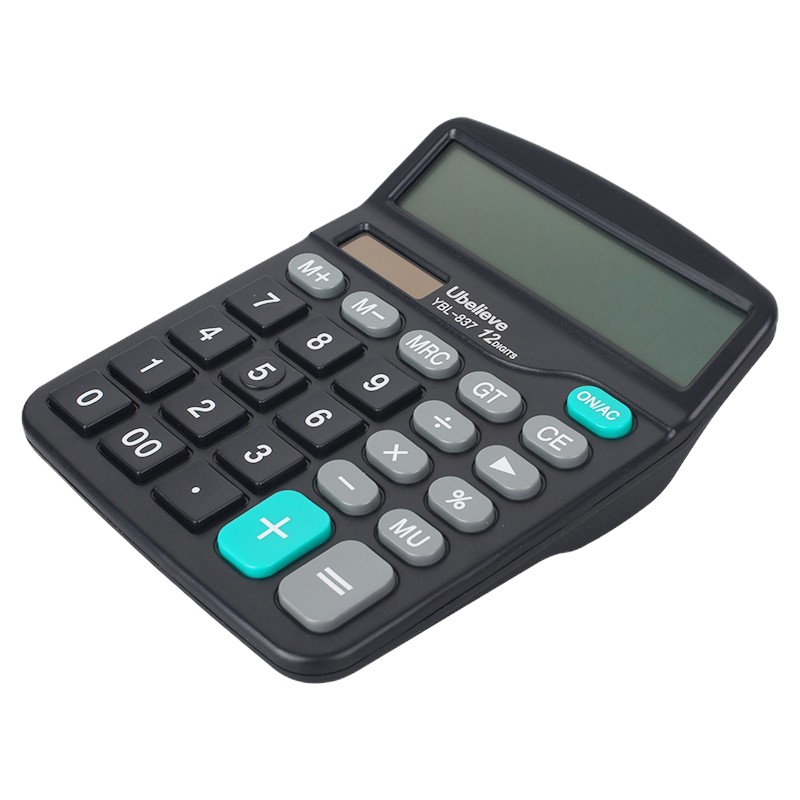 双电源桌面办公计算器 财务家用计算机12位大屏幕语音计算器 837双电源计算器-不带语音