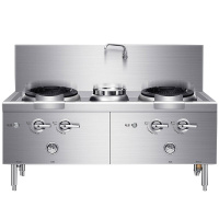 德玛仕(DEMASHI)商用燃气大锅灶猛火灶单位学校食堂电磁灶燃气款 R5 烈火一号(工程款 双头单尾1.5米长)