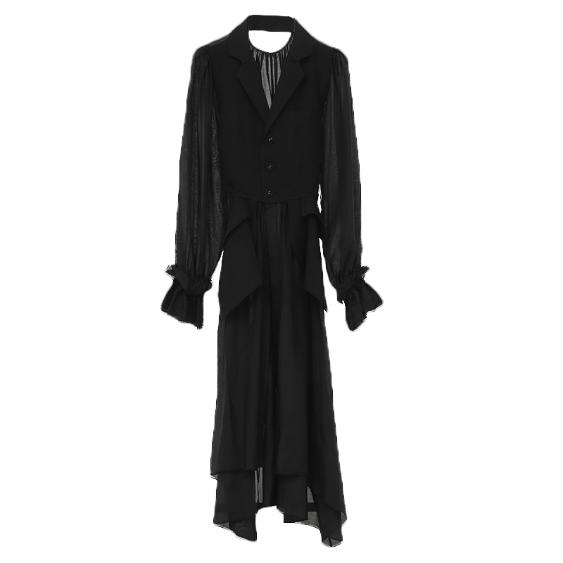 ENJOY'ME长外套20女装春季新品镂空后领花苞袖系带