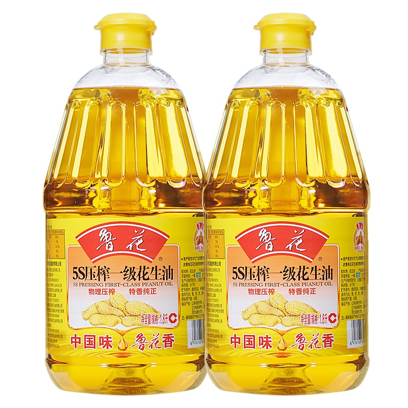 鲁花 5S压榨一级花生油1.8L*2 食用油 粮油 礼品 家用炒菜 植物油 营养健康轻食 送礼佳品 物理压榨 香浓味美