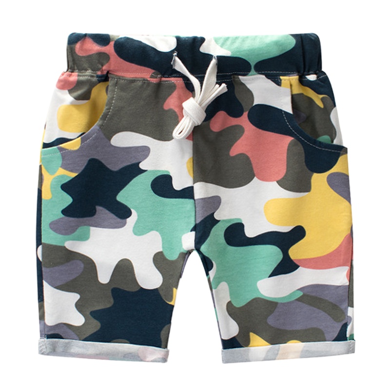 乐可爱男童迷彩裤莱卡棉韩版童装儿童短裤童裤1-3-5-7-9岁学生短裤