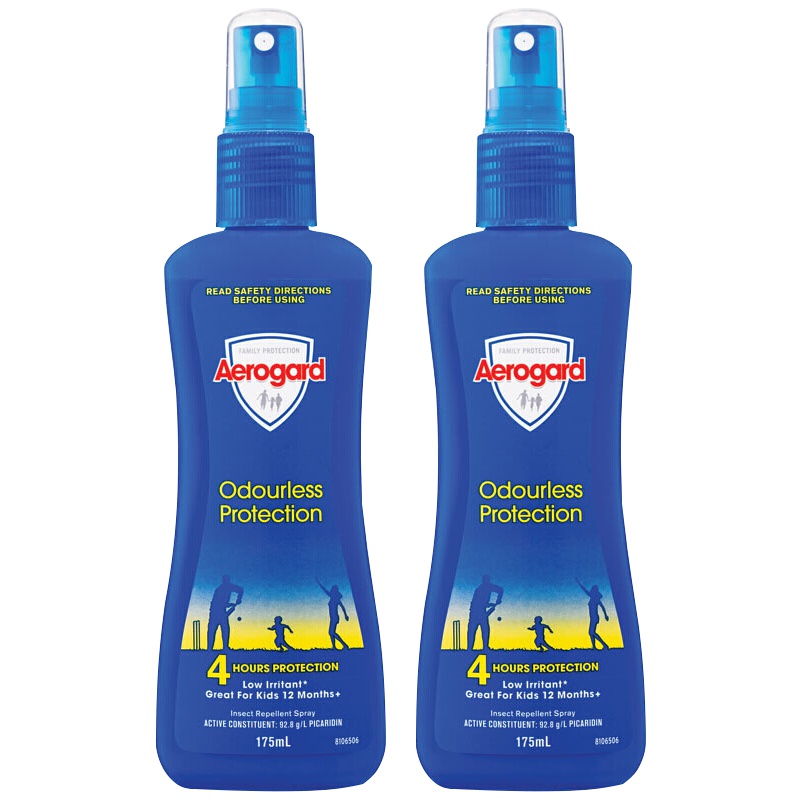澳洲AEROGARD驱蚊水喷雾儿童婴幼儿澳乐家防蚊液175ml/瓶 不含避蚊胺蚊香液无味花露水 2瓶装