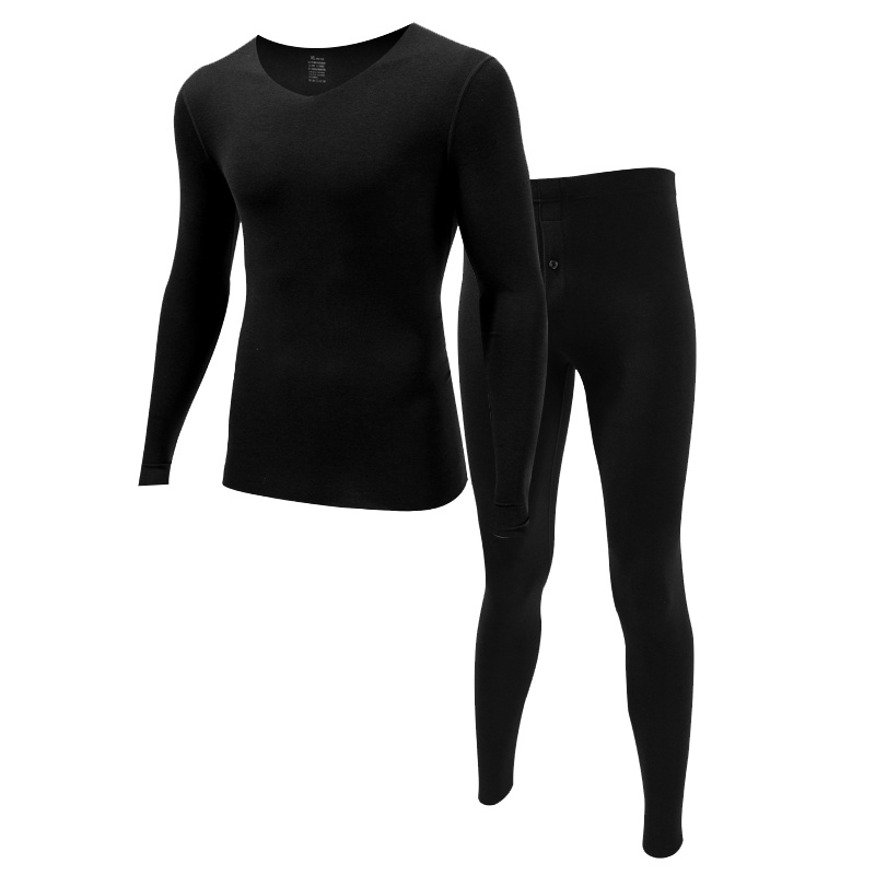 苏宁极物男士德绒无痕保暖内衣男秋衣秋裤磨毛纯色冬季棉毛衫打底紧身保暖套装