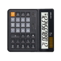 得力(deli)双电源桌面计算器 12位数宽屏财务计算器 黑色1675