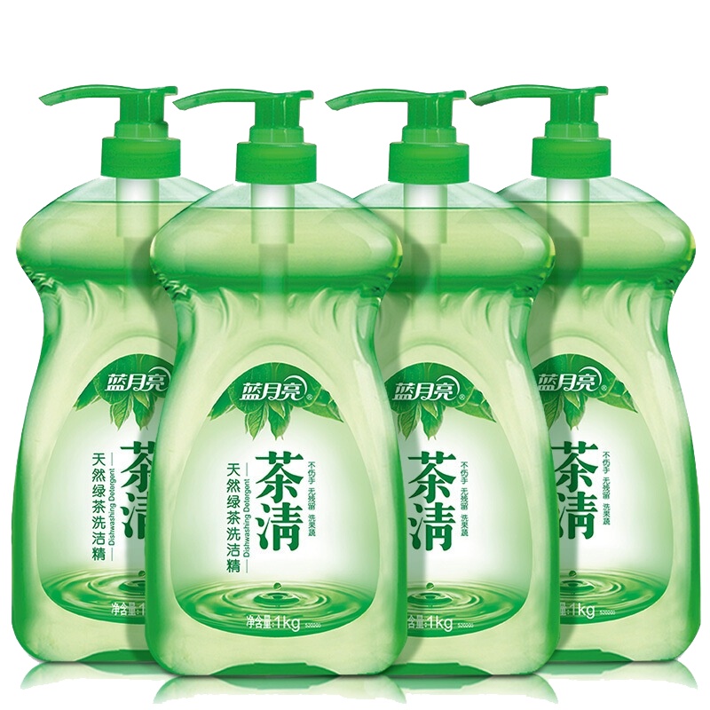 蓝月亮 洗涤灵套装:茶清天然绿茶洗洁精1kg×4瓶