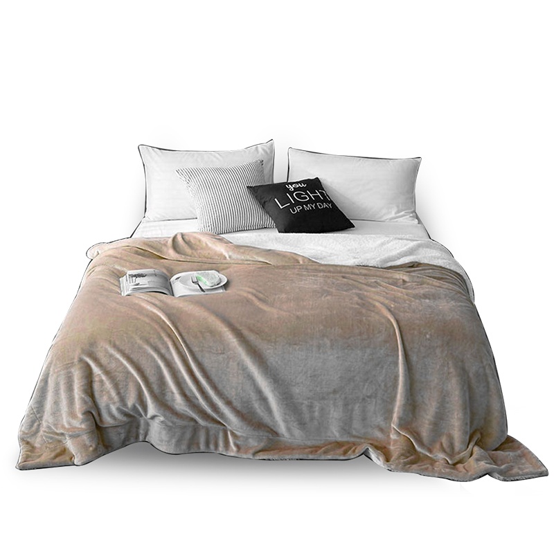 宜恋毛毯法兰绒毛毯子珊瑚绒盖毯办公午睡空调毯毛巾被1.5米床 简约纯色