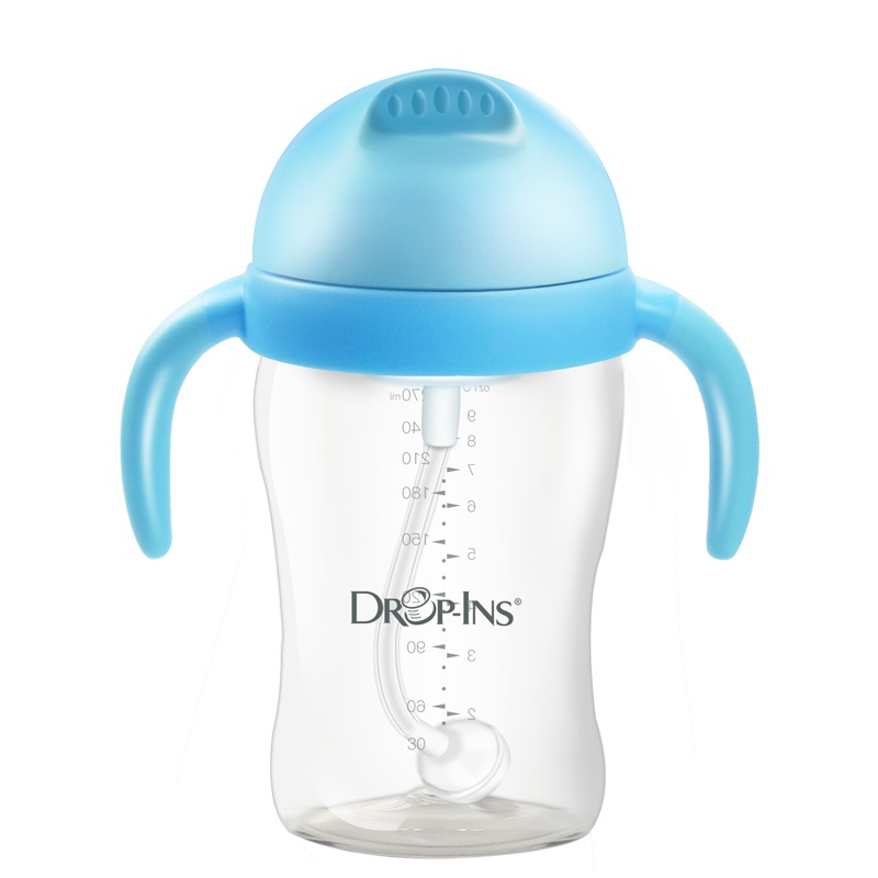 迪芽婴儿吸管杯宝宝学饮杯水杯重力球防呛漏防摔防胀训练杯270ml(粉色)