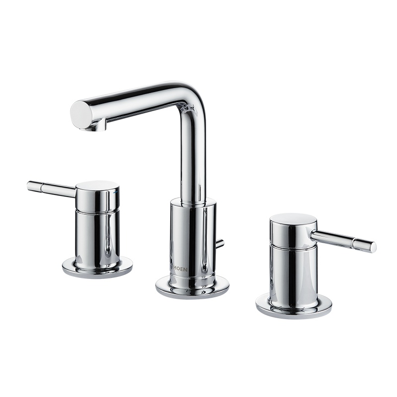 摩恩冷热面盆龙头洗手池三孔双把手洗脸盆水龙头商场同款卫浴龙头T69229