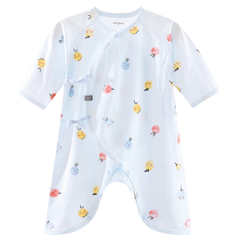Aengbay 新生儿连体蝴蝶衣婴儿衣服夏薄款纯棉无骨抗菌和尚服初生