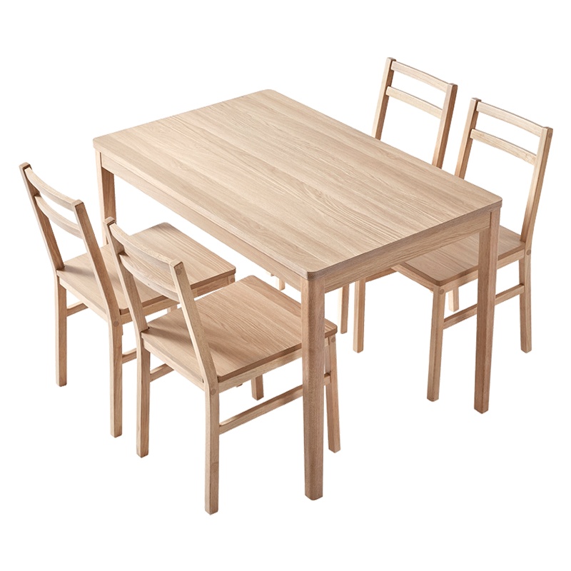 林氏木业小户型饭桌家用现代简约实木脚餐桌椅组合一桌四椅LS161R1