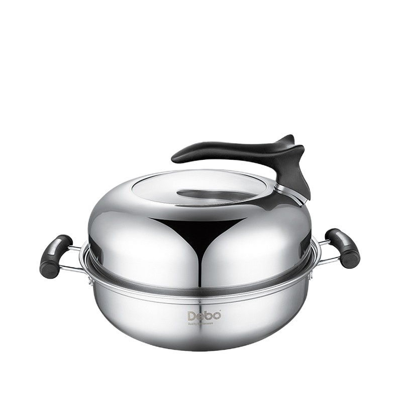 德铂(Debo)蒸锅汤锅火锅28cm可立式防烫手柄可视化锅盖比特堡DEP-277 单个装