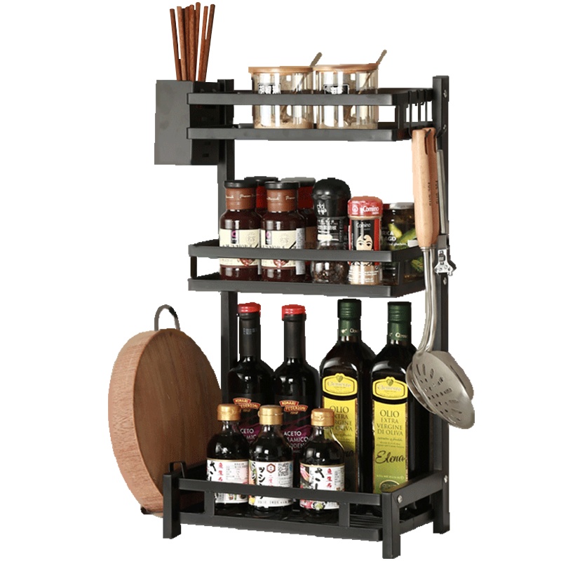 麦可可 304不锈钢厨房置物架多功能收纳调料架刀具刀架三层砧板筷子筒