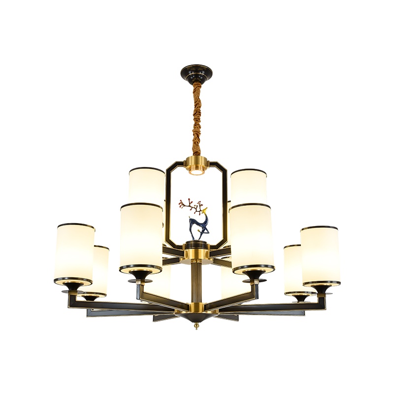 辛羽新中式吊灯客厅灯具全铜云石中国风简约大气现代餐厅卧室大厅主灯