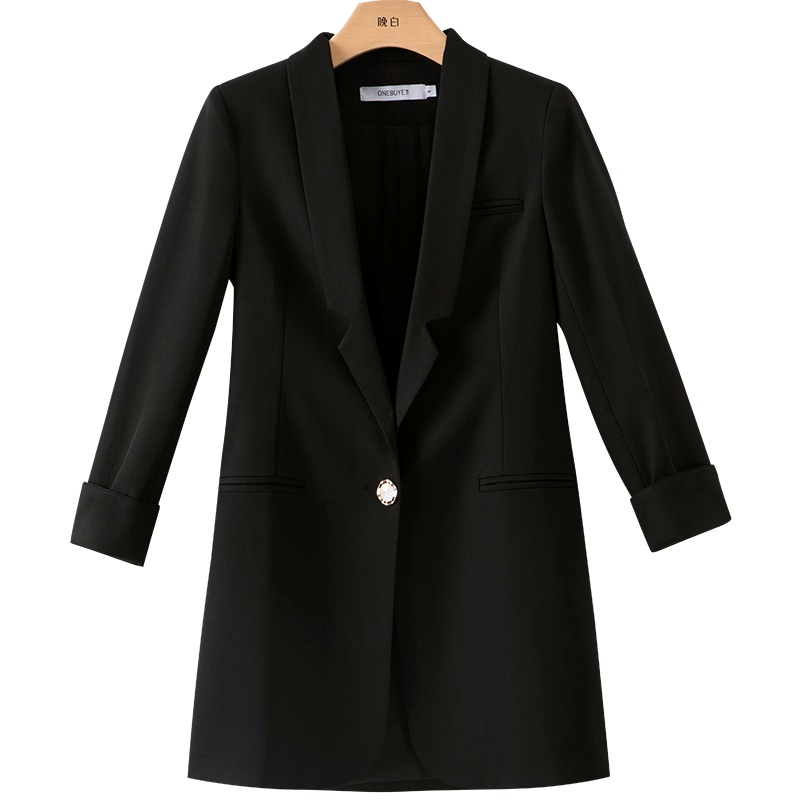 晚白2021春季新品简约通勤百搭纯色修身显瘦常规职业西装外套女