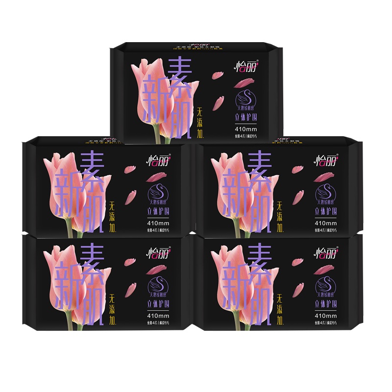 怡丽立体护围棉柔纤巧超长夜用410mm护翼卫生巾(4片)5包20片