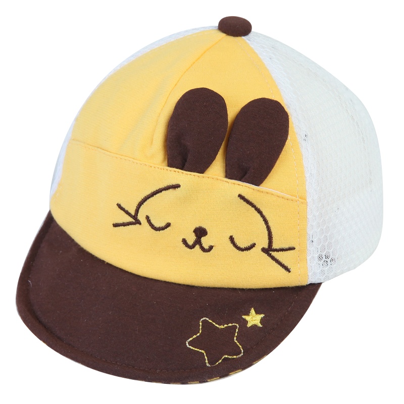 milky friends19春夏季儿童帽子男女童小兔网格帽宝宝鸭舌帽0-2岁韩版婴儿遮阳帽薄款棒球帽