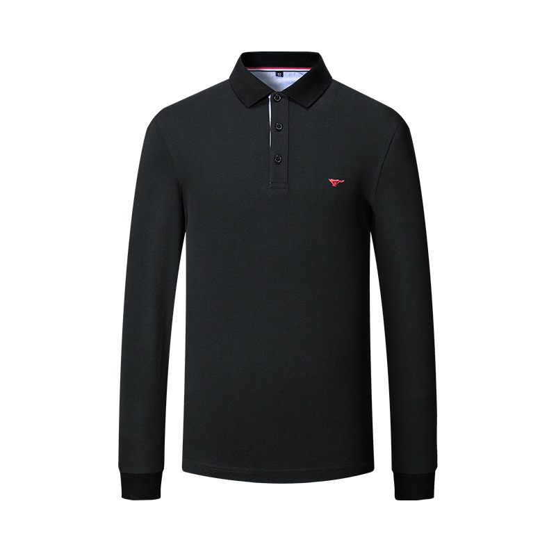 七匹狼长袖T恤2019秋季中年男士休闲上衣纯棉polo衫体恤秋装男装