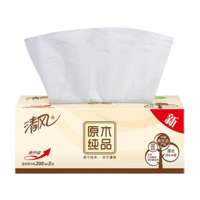 清风盒装抽纸巾200抽 B338C2 抽纸（36盒/箱）