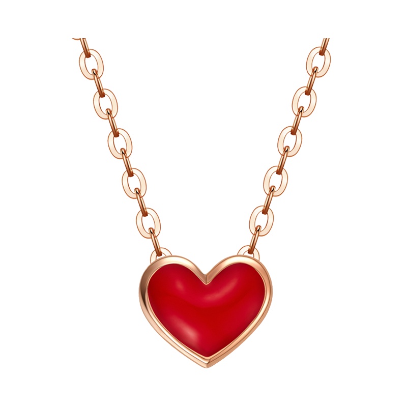 潮宏基 网红小红心18K金项链玫瑰金锁骨链套链女时尚