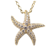 APM MONACO 女士海星明星款金黄色S925纯银镶晶钻海星项链 AC3178OXY