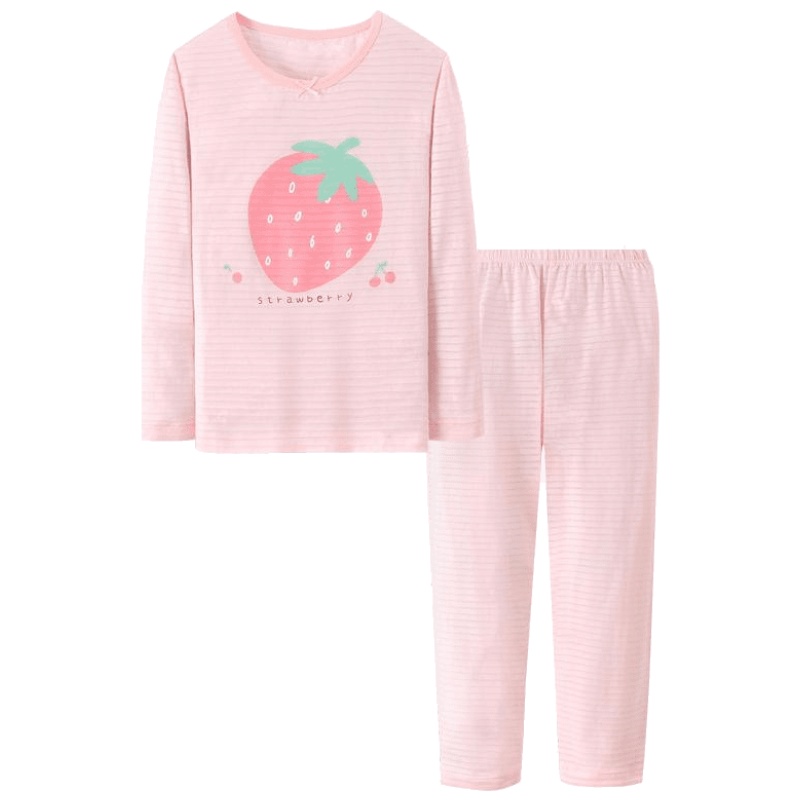 KIDS MAM&DAD儿童内衣家居服套装 儿童睡衣套装女宝宝竹节棉秋衣秋裤