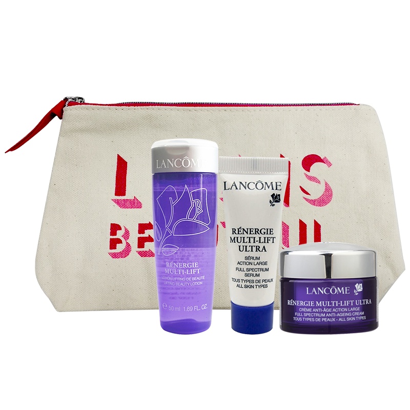 兰蔻(LA新塑颜紧致焕白精华凝乳10ml+兰蔻新塑颜紧致焕白霜15ml+兰蔻新立体塑颜美容液50ml+兰蔻米色帆布手拿包