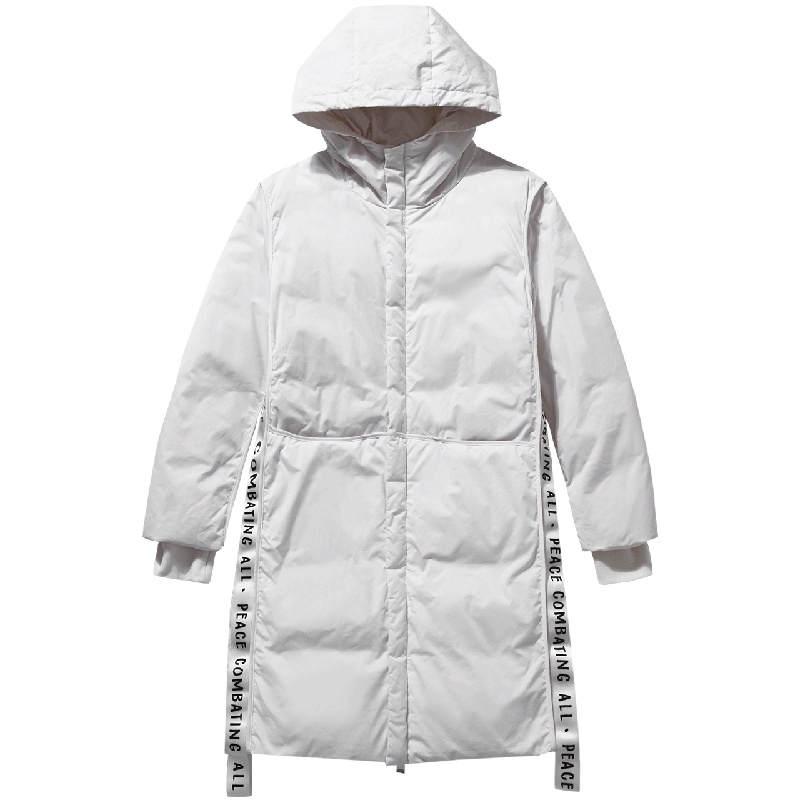 马克华菲冬新款条纹撞色时尚中长款男士羽绒服