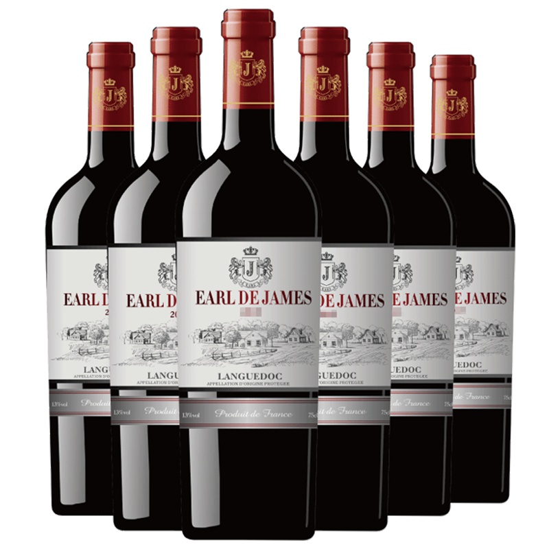 法国进口红酒 詹姆士伯爵狮标窖藏干红葡萄酒750ml*6 整箱装