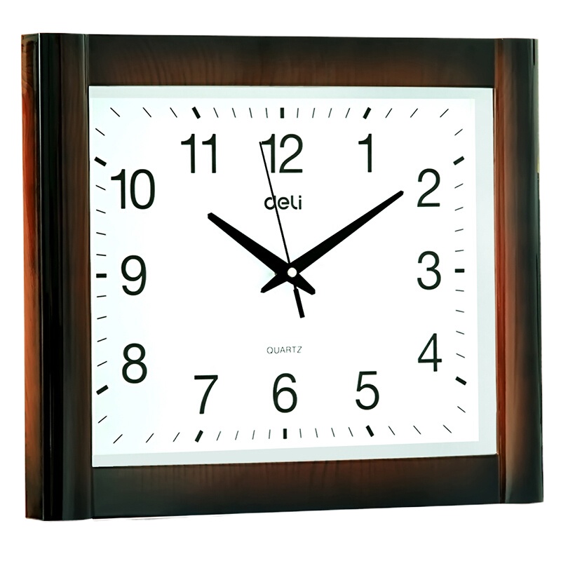 得力(deli) 挂钟 9008 40*35cm 棕色 单只装