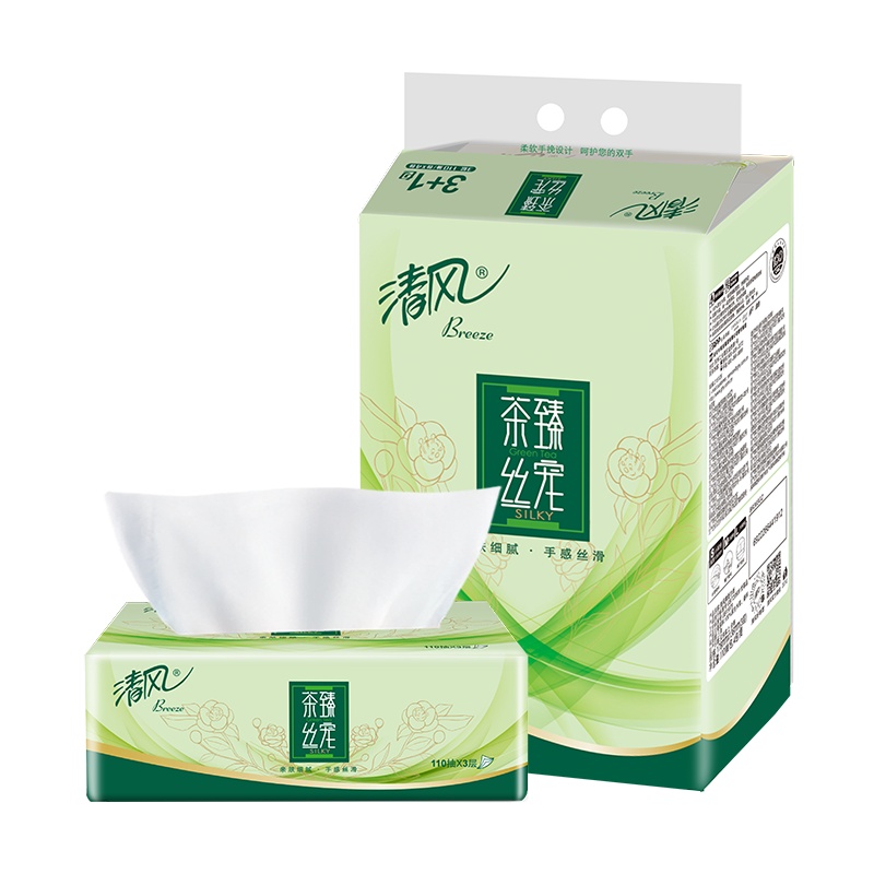 清风 抽纸 茶臻系列 3层110抽24包 面巾纸 餐巾纸 擦手纸