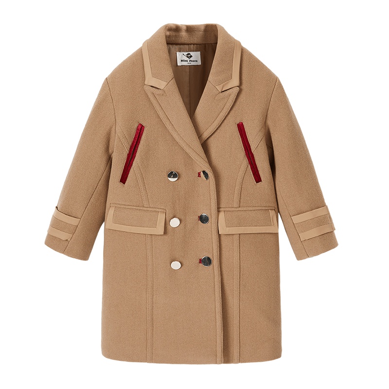 minipeace太平鸟童装女童大衣长款儿童毛呢外套新款韩版洋气