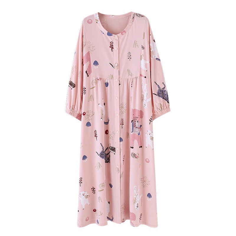 乌拉拉公主睡裙女春夏棉质中袖卡通印花居家服宽松睡衣家居服套装