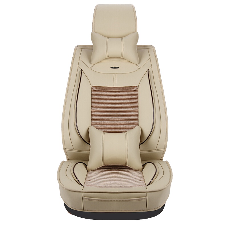 布雷什(BOLISH)五座四季通用汽车坐垫冬季毛绒保暖养生全包围汽车座垫车椅垫车内饰品夏朗豪华款温馨米