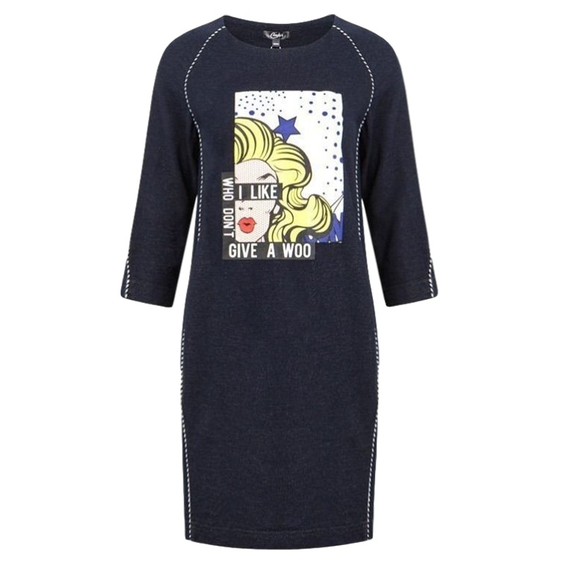 拉夏贝尔Candie’s夏季新款韩版显瘦直筒七分袖连衣裙女30071081