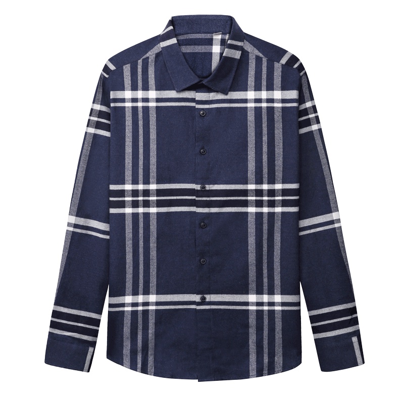 HODO红豆男装都市风尚系列男士格纹磨毛提花休闲长袖衬衫男