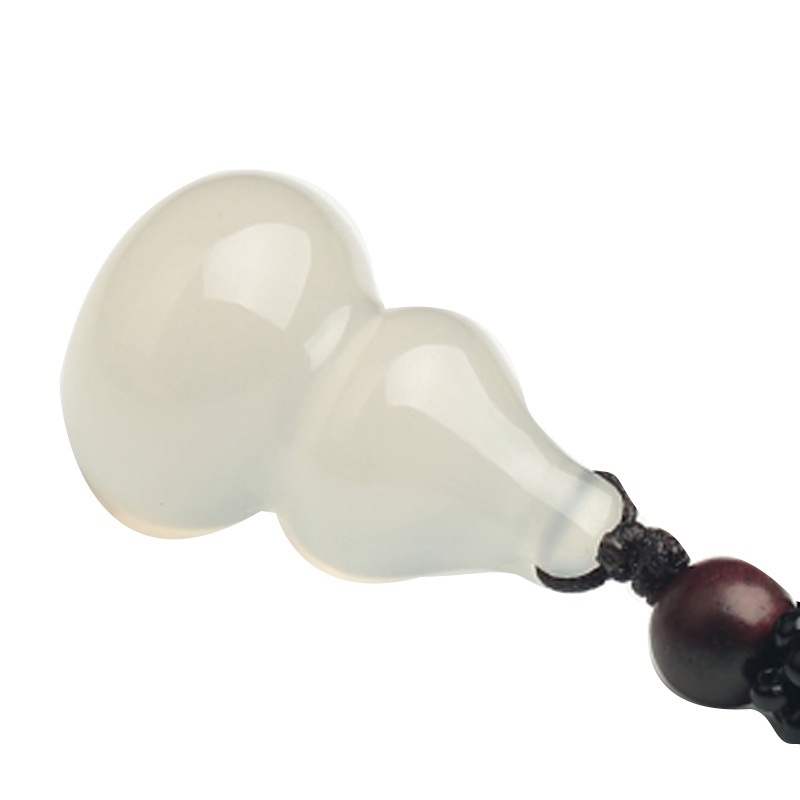 冰种白玉髓葫芦吊坠玉坠 双面立体葫芦玉石项链男女款礼品