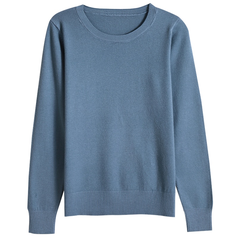 绒媛JIAR06,2021秋冬新款圆领加厚羊毛衫女长袖套头毛衣修身针织打底衫