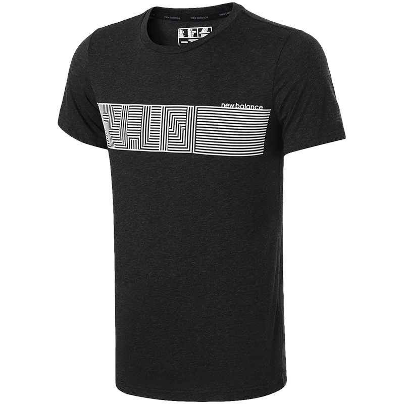 【自营】New Balance/NB男短袖T恤印花针织圆领运动上衣AMT81083 L AMT81083-BKH深灰色