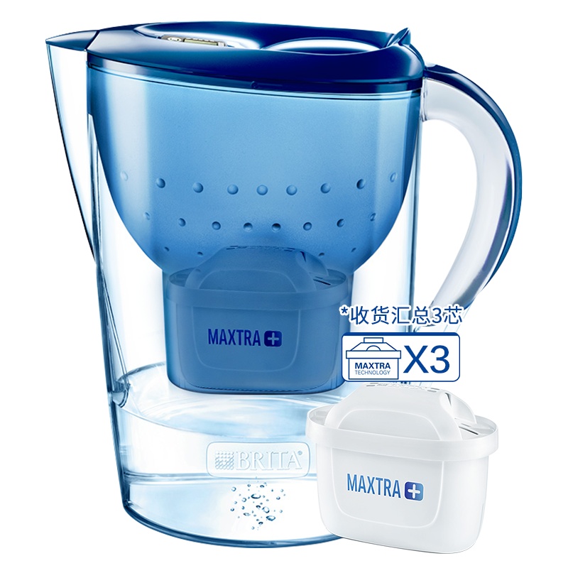 碧然德(BRITA)过滤净水器 家用滤水壶 净水壶 海洋系列3.5L蓝色一壶3芯装