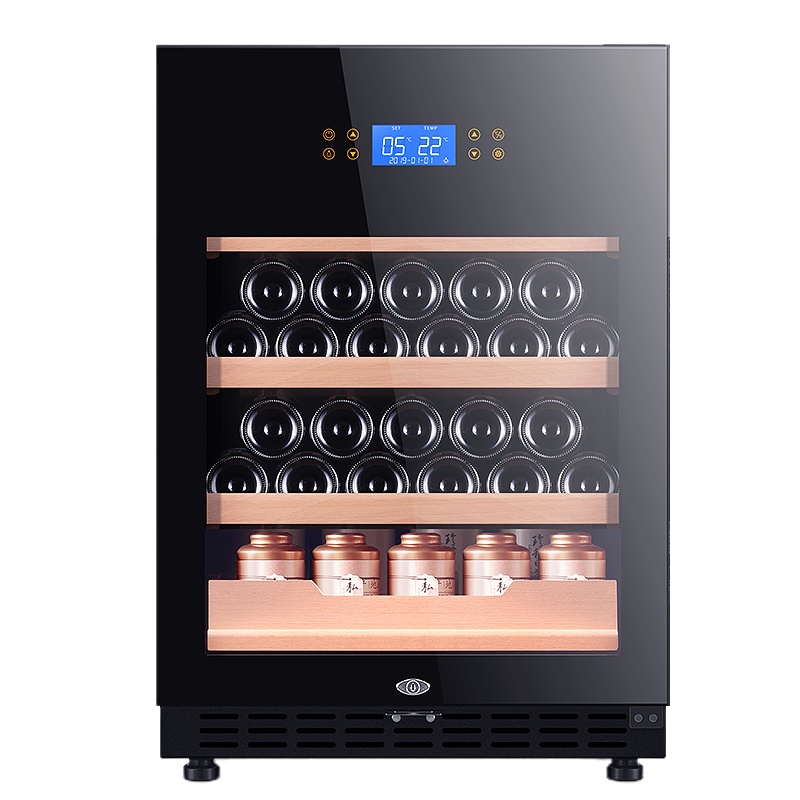 尊堡 BJ-118B红酒柜恒温酒柜冰箱酒柜冰吧家用客厅小型雪茄茶叶保鲜冷藏柜 满配款黑珠光