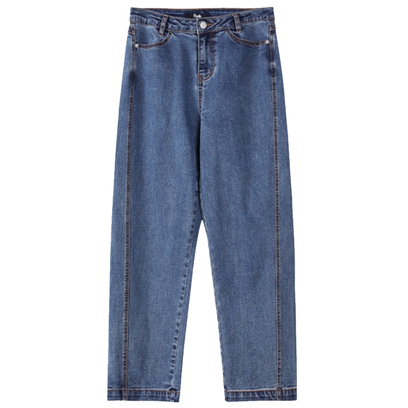 【专柜同款】高腰牛仔裤女2019春秋新款韩版网红宽松bf风直筒休闲裤显瘦九分裤20015605