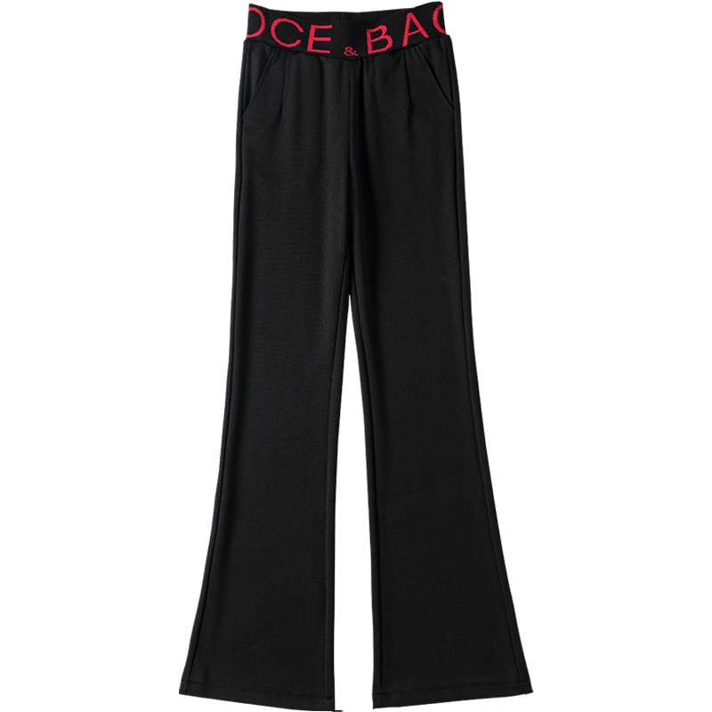 恒源祥2020新款休闲裤女高腰微喇运动裤春季新款松紧腰显瘦长裤子