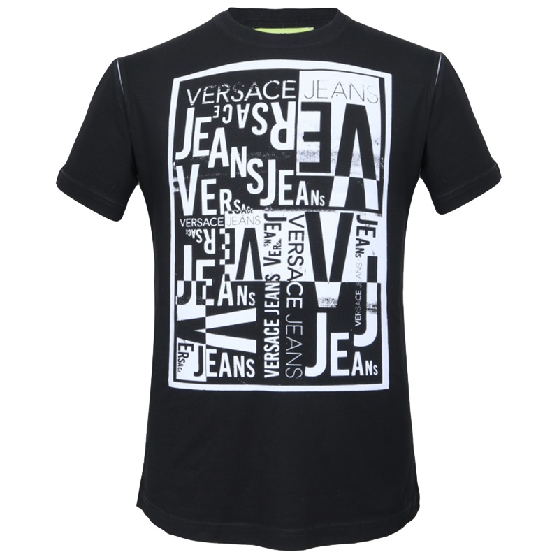 VERSACE JEANS 男士黑色短袖T恤衫 B3GTA71H 30134 899