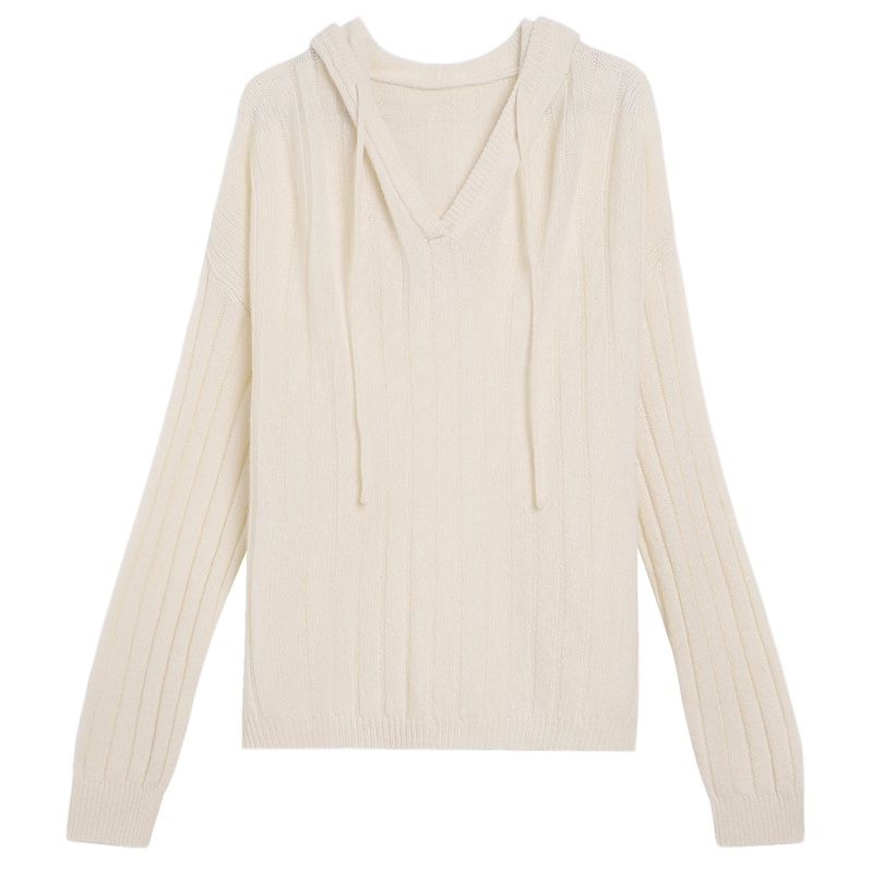 金菊秋冬新款毛衣连帽纯色100%羊毛衫女